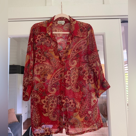 Coldwater Creek Red Paisley Blouse - Picture 1 of 2